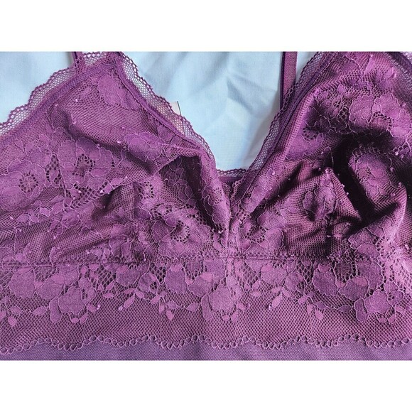 VS floral lace unlined triangle bralette NEW Med Burgany (Wine) - Picture 2 of 7